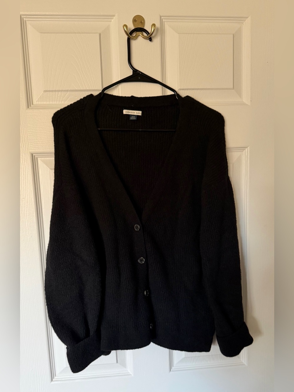 American Eagle Outfitters Black Button-Front V-Neck Cardigan